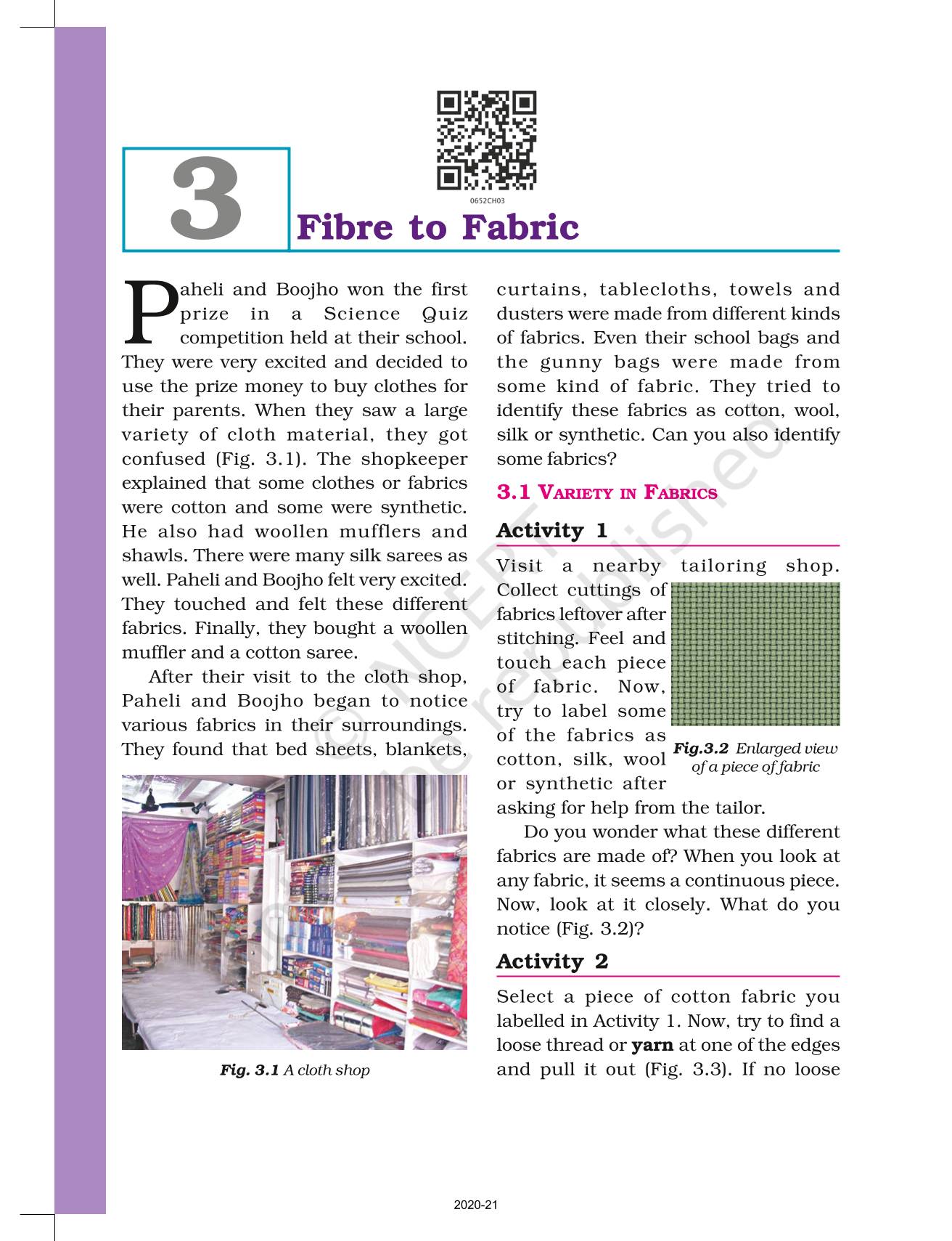 Fibre To Fabric - NCERT Book Of Class 6 Science